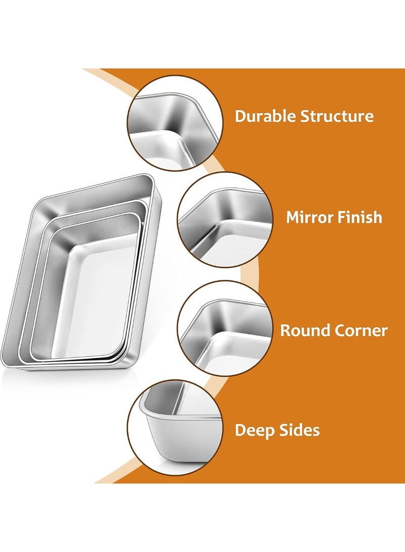 Deep Baking Sheet Pan, Stainless Steel Baking Tray (31.5x24.8x5 cm), Rectangle Tray Bake Tin for Brownie Cake Lasagna, Non Toxic & Healthy, Mirror Finish & Rust Free, Durable & Dishwasher Safe - Image 3